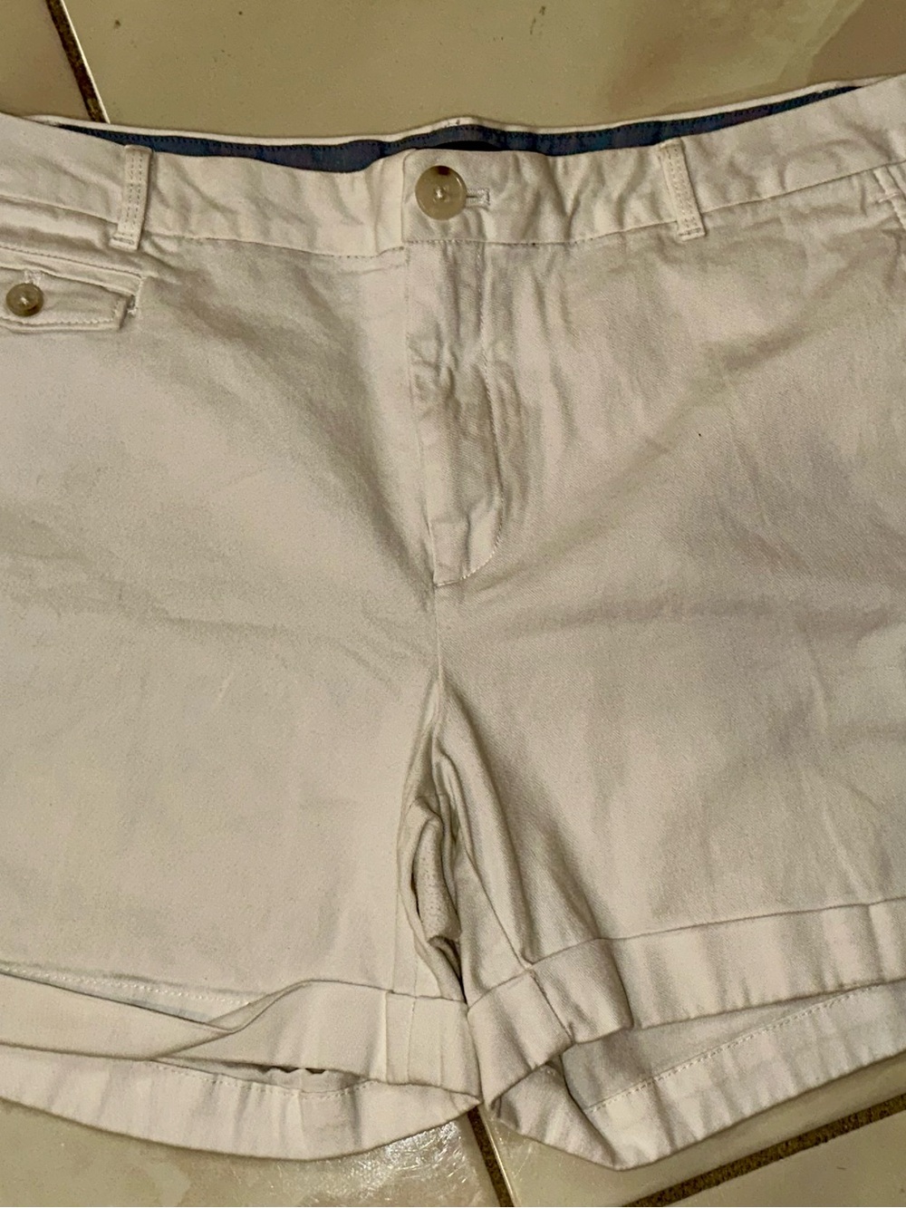 Banana Republic Cream and White Cotton Blend Shorts